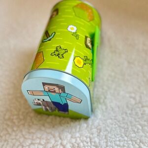 Minecraft Steve and Wolf Tin Mailbox Green Storage Box with Functional Flag‎